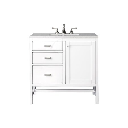 James Martin Vanities Addison 36in Single Vanity, Glossy White w/ 3 CM Eternal Jasmine Pearl Quartz Top E444-V36-GW-3EJP